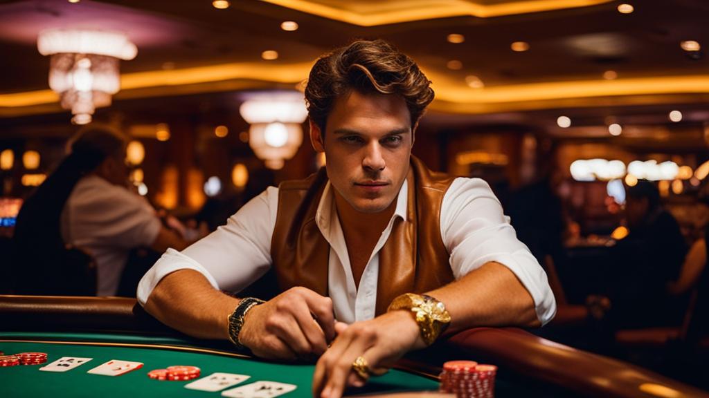 man sat as casino table